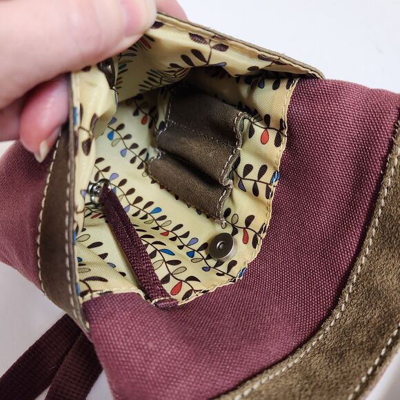 Sherpani Clover Canvas Suede Trim Crossbody Purse Bag -9x7.5x1 Purple Brown - Picture 7 of 10